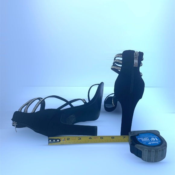 ✨BOOHOO Black/Diamanté 💎 Strappy Heels 👠 Size 8 - Picture 5 of 6